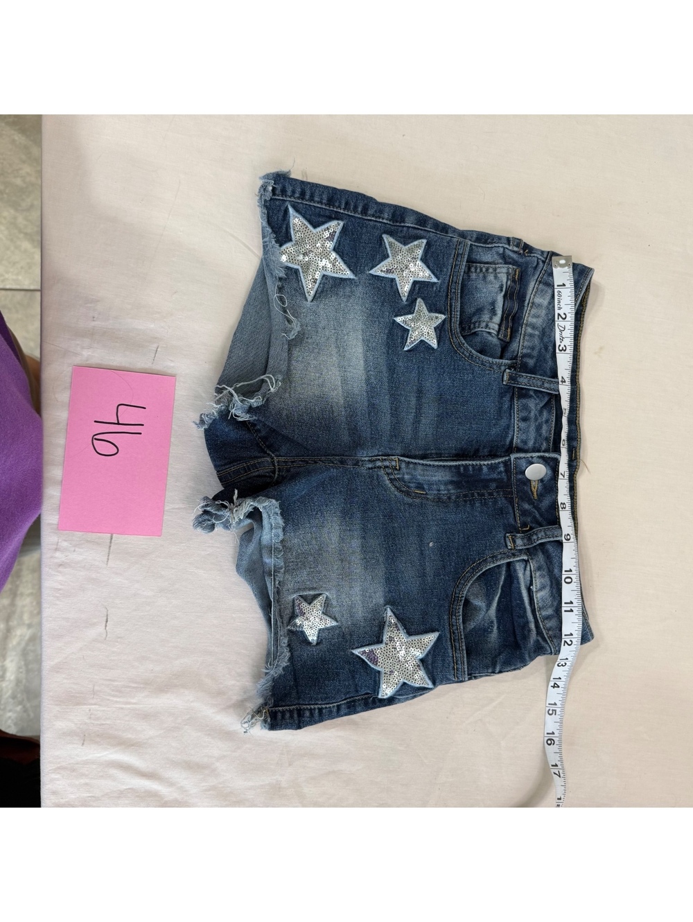 ROMWE Denim Shorts with Star Sequin Patches Junior Size Medium